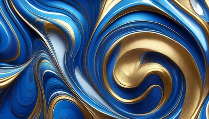 abstract blue and gold swirls with metallic accents