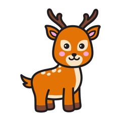 Cute Deer Cartoon Illustration Vector