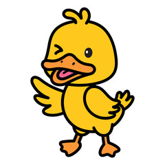 Cute Duck Cartoon Illustration Vector