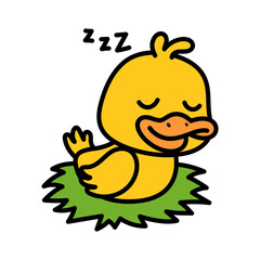Cute Sleeping Duck Cartoon Illustration Vector