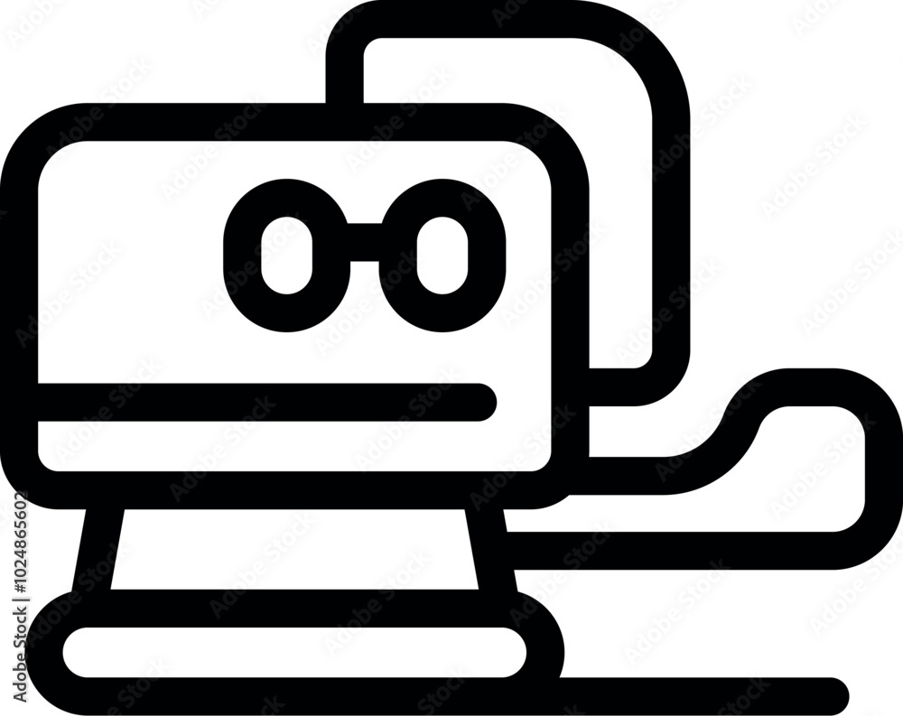 Poster computer vision concept showing computer wearing glasses icon as a representation of artificial inte