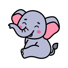 Cute Elephant Cartoon Illustration Vector