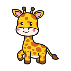 Cute Giraffe Cartoon Illustration Vector