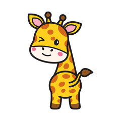 Cute Giraffe Cartoon Illustration Vector