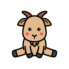 Fototapeta premium Cute Goat Cartoon Illustration Vector
