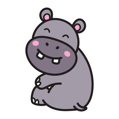 Obraz premium Cute Hippopotamus Cartoon Illustration Vector