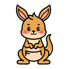 Fototapeta premium Cute Kangaroo Cartoon Illustration Vector