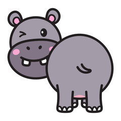 Cute Hippopotamus Cartoon Illustration Vector