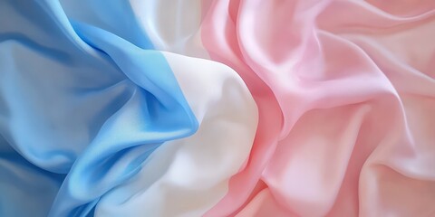 Trans Flag. Transexual Pride Fabric with Blue, Pink, and White Colors