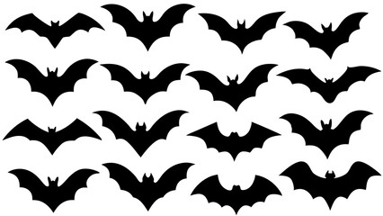 Halloween bat and bats silhouettes vector 