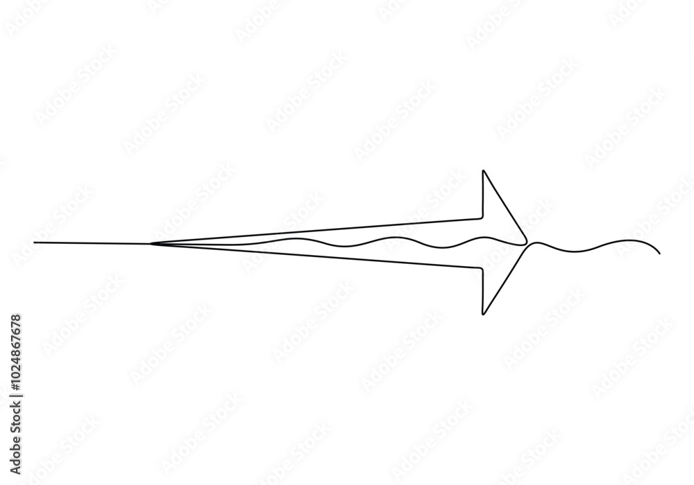 Poster arrow pointing right, continuous one line drawing vector. single line arrow pointing right, vector b