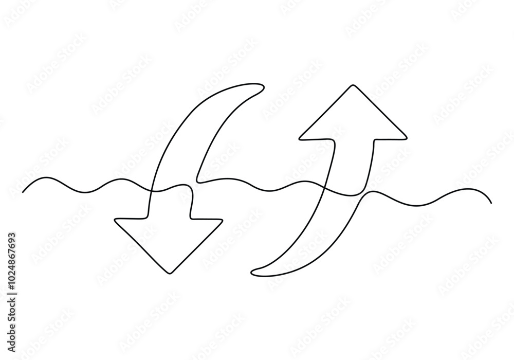 Poster arrow pointing right, continuous one line drawing vector. single line arrow pointing right, vector b