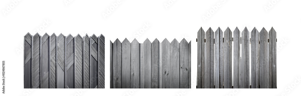 Poster A close-up shot of a weathered wooden fence with a gate, displaying various patterns in the wood.