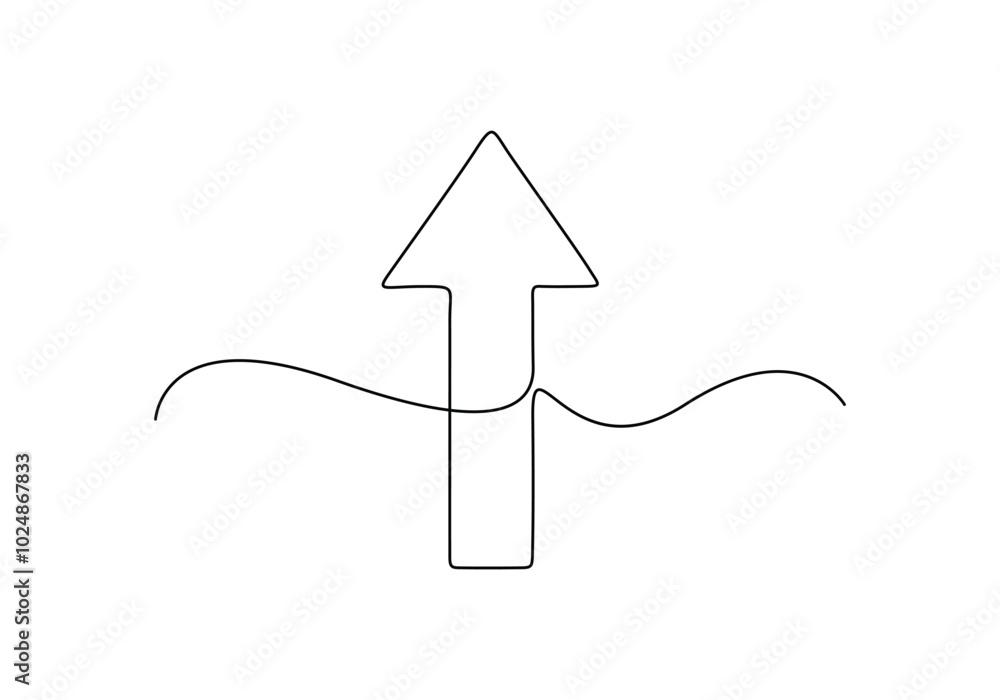 Wall mural Arrow pointing right, continuous one line drawing vector. Single line Arrow pointing right, vector background. Arrow pointing right, icon. Continuous outline of a Arrow pointing right