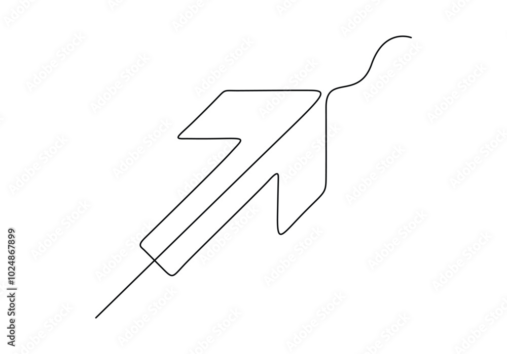 Poster arrow pointing right, continuous one line drawing vector. single line arrow pointing right, vector b