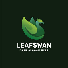 Leaf swan logo gradient vector icon illustration