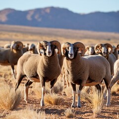 Fototapeta premium dorper sheep rams on a dorper sheep stud farm in the tankwa karoo in south africa
