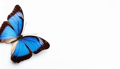 blue and colorful butterfly on white background