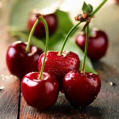ripe cherry in closeup
