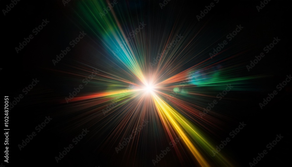 Wall mural lens flare effect on black background abstract sun burst sunflare for screen mode using sunflares na