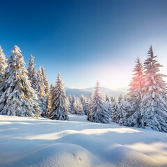 Fototapeta premium merry christmas and happy new year greeting background with copy space beautiful winter landscape with snow covered trees