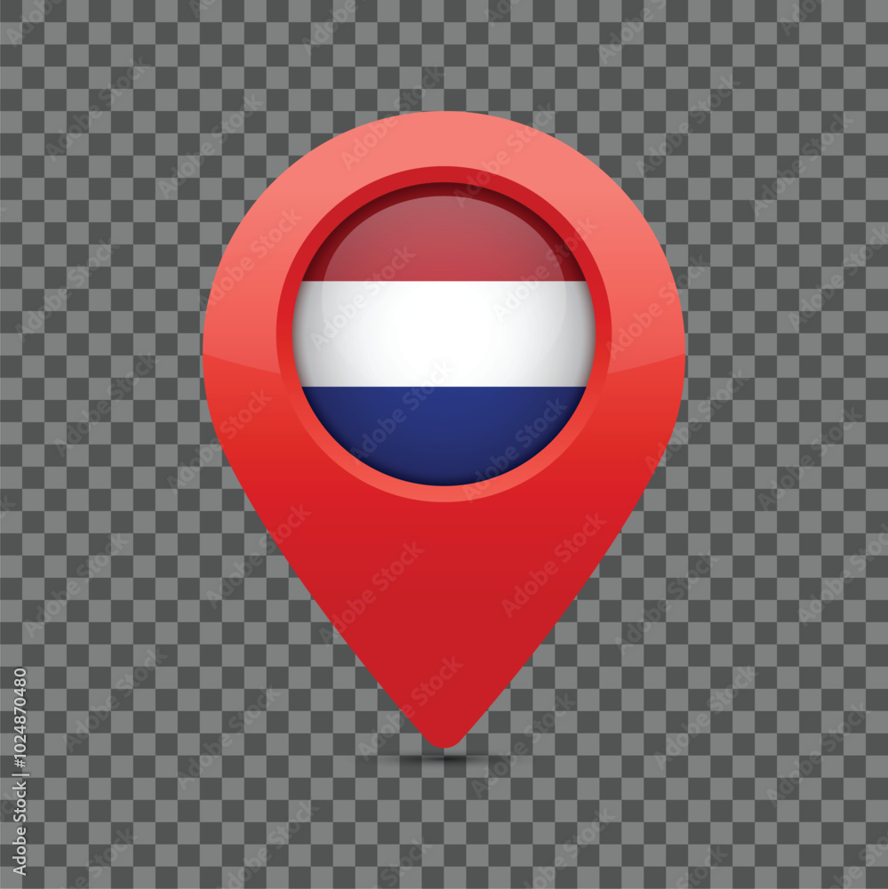 Poster netherlands national flag pin for maps and navigation systems to mark current location. user interfa