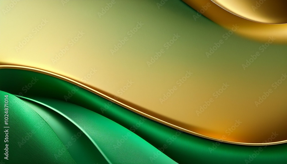 Canvas Prints minimalist abstract with wave or curves of green and gold background