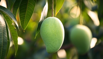 green mango on the tree