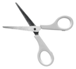 Scissors vector element design retro halftone dotted collage isolated in transparent background