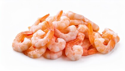 pile of raw shrimps isolated on white background