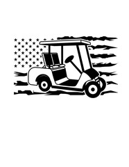 US Golf Cart | Patriotic Golf Cart | Golfers Club | Golf Vehicle | Golf Cart Riding | Golf Equipment | Electric Vehicle | US Flag | Original Illustration | Vector and Clipart | Cutfile and Stencil