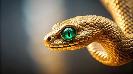 Fototapeta premium Snake with green eyes on clean background , New Year symbol of 2025