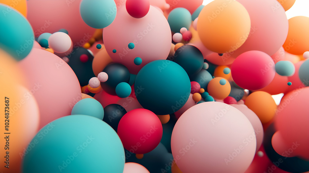 Poster a vibrant and abstract background of colorful spheres in various sizes, creating a dynamic and playf