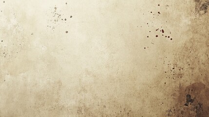 A textured beige background with splattered red and black ink.