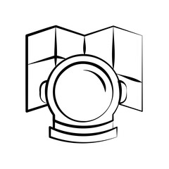 space helmet and map