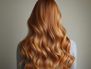 Fototapeta premium woman with luxurious long hair styled in voluminous waves