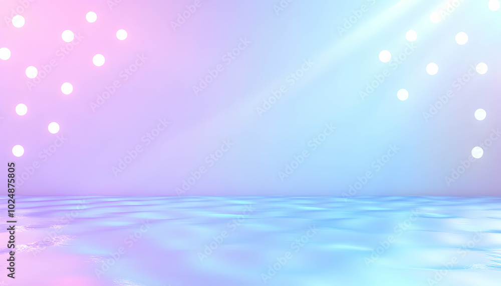 Aufkleber abstract blue and pink gradient background with bokeh lights and a reflective surface.