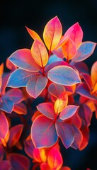 Fototapeta premium Vibrant Autumn Leaves on a Branch Close-Up of Colorful Foliage, Natures Abstract Art