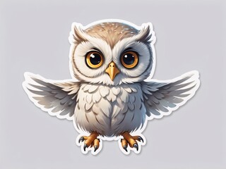 Obraz premium Adorable chubby baby bird sticker cute white ghost flying white background generative ai
