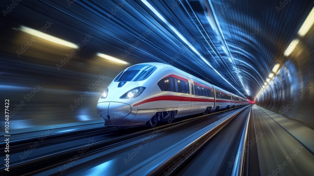 Aufkleber high-speed train in dynamic tunnel motion