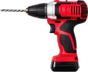 A modern cordless drill with a sleek red and black design, perfect for various DIY tasks and professional projects.