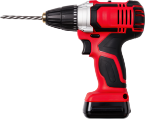 A modern cordless drill with a sleek red and black design, perfect for various DIY tasks and professional projects.