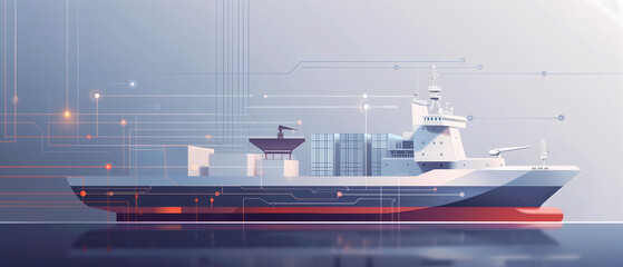 Obraz premium Protecting International Maritime Logistics, Cybersecurity for Global Shipping and Securing Cargo Vessels 