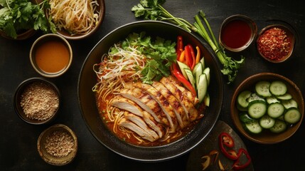 Delicious Asian Chicken Noodle Dish with Fresh Vegetables