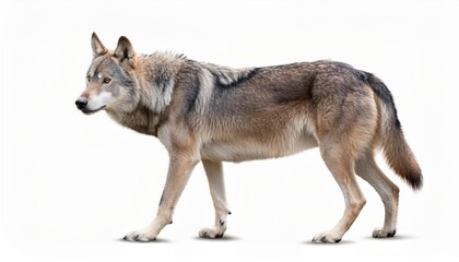 Fototapeta premium gray wolf isolated on white background