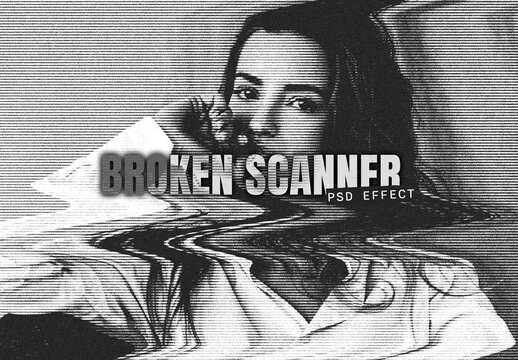 Broken Scanner Image Effect Mockup