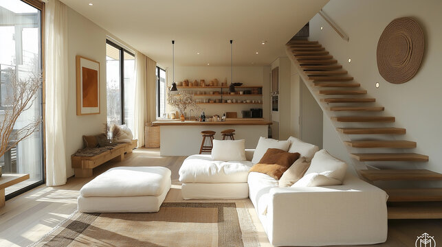 Soft sofa in white modern badroom design