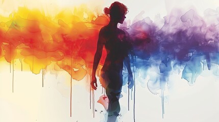 human flying free chakra abstract mind mental health soul healing spiritual imagine dream inspire energy emotion holistic connected universe art watercolor painting illustration color aura rainbow