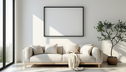 Serene living room with minimalist decor and cozy natural light in a modern home