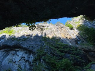 The Aare River Canyon or Aare Gorge in the Haslital Alpine Valley and in the Bernese Highlands - Meiringen, Switzerland (Aareschlucht im Haslital und im Berner Oberland - Schweiz)